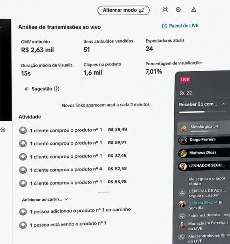 Print de resultados de vendas em live pré-gravada